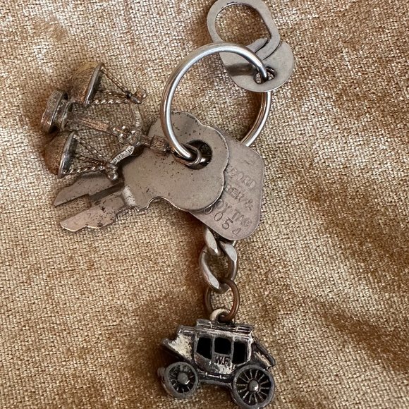 Vintage Key Chain With Destroy Tag, Wells Fargo and Scales of Justice Charms - Picture 1 of 9